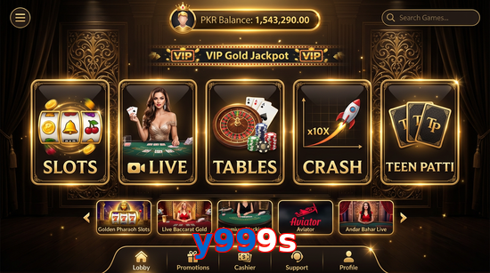 Main screen of Y999s casino page for PK players